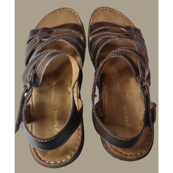 Easy Spirit Brown Pearlie Leather Sandals with Adjustable Strap Women's Size 8 - Picture 11 of 11
